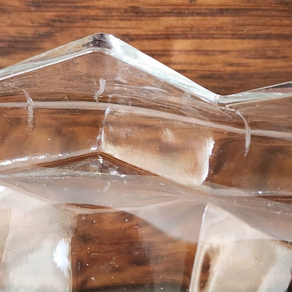 Colony Whitehall Clear Footed Bowl 10" cube cubist glass midcentury vintage - Picture 10 of 13